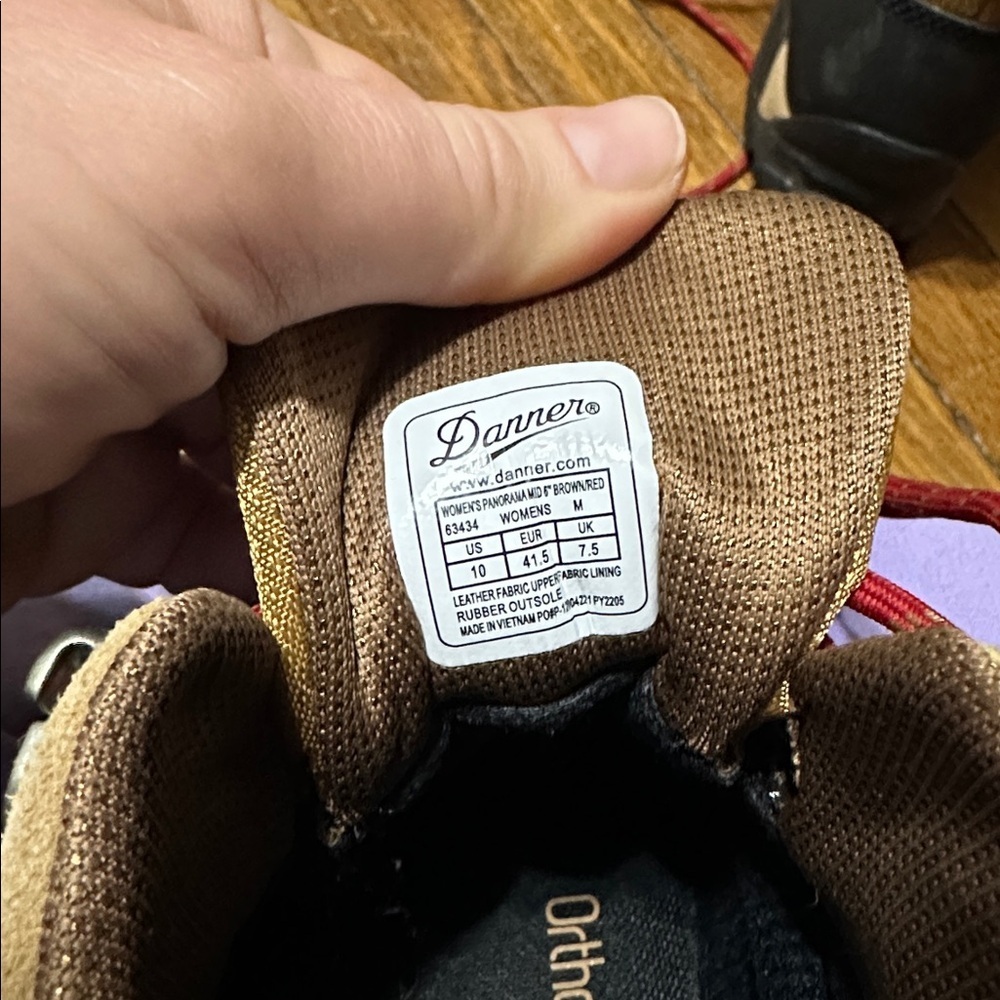 Danner Panorama Mid Hiking Boots, Brown/Red, Sz 10 - Picture 6 of 10